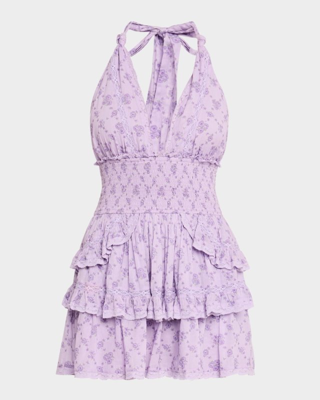 Deanna Lilac Dreams Halter Mini Dress